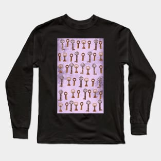 keys on lavender floral wallpaper Long Sleeve T-Shirt